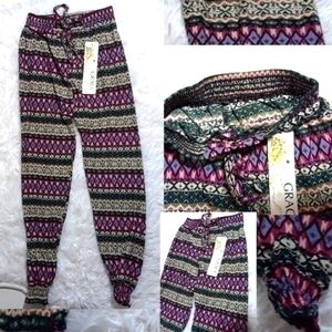 🛍Grace Multi-Print Elastic Waist Pants- Size XL